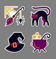 halloween icon sticker set patchwork design vector image