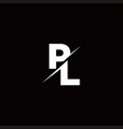pl logo letter monogram slash with modern vector image