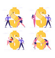 set business man and woman with rollers drawing vector image