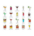cocktail icon set 3 alcoholic mixed drink vector image