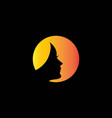 simple circle sun women face logo concept vector image vector image