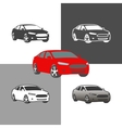 car sedan vehicle silhouette icons colored vector image