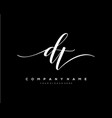 dt initial letter handwriting logo hand drawn vector image
