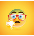 emoticon with thumbs down and eyeglass vector image