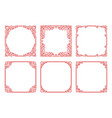 set of red square frames in linear art deco vector image
