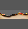 burnt paper edge with fire and black ash vector image vector image