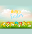 easter holiday background colorful eggs in green vector image vector image