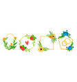 set floral patterns from plants elegant pattern vector image