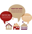 three houses with speech bubbles in retro colors vector image vector image