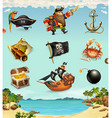 sea pirates funny character and objects icon set vector image vector image
