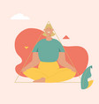 smiling woman meditates at triangle geometric vector image