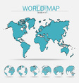 world map with earth globes vector image