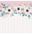 horizontal striped pattern with white anemones vector image vector image