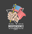 independence day hand holding united states flag vector image vector image