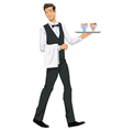 waiter with ice cream vector image