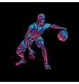 basketball player slam dunk neon glow silhouette vector image vector image