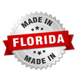 made in florida silver badge with red ribbon vector image