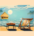 deckchair at sunset retro poster vector image vector image