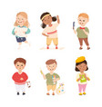 little boy and girl with different type vector image vector image