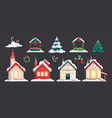christmas houses set on dark background vector image vector image