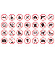 forbidden pictograph set attention restriction vector image vector image