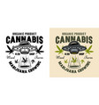 marijuana growing emblem with ufo two style vector image