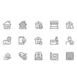 real estate flat line icons set vector image vector image