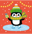 with a christmas penguin vector image
