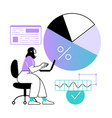 woman works with a laptop and data vector image