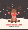 cute and funny christmas deer cartoon vector image vector image