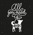 trendy hipster with dog silhouette and lettering vector image vector image