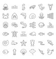 aquatic ocean life outline icon set vector image
