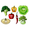 fresh healthy cartoon vegetables characters vector image