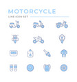 set motorcycle related color line icons vector image