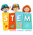 stem education logo banner with kids cartoon vector image