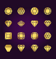 diamonds shapes gold icons set vector image