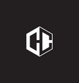 cc logo monogram hexagon with black background vector image