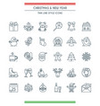 christmas thin line icons set vector image