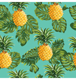 pineapples and tropical leaves background vector image