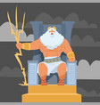 cartoon greek god zeus with lightning trident vector image