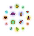 wild west icons set vector image