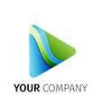 blue green triangle logo design ribbon vector image