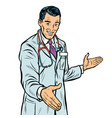 doctor handshake medicine and health care vector image vector image
