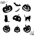 halloween black and white pumpkin cat bat cut vector image vector image