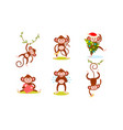 set monkey characters expressing emotions vector image vector image