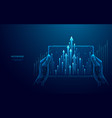 abstract tablet with graph chart in the hands vector image