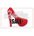 autumn sale lettering in frame with woman high vector image