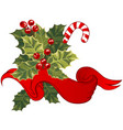 christmas card with holly berry vector image