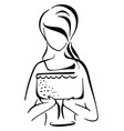 woman serving cake vector image