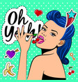 pop art cherry girl vector image